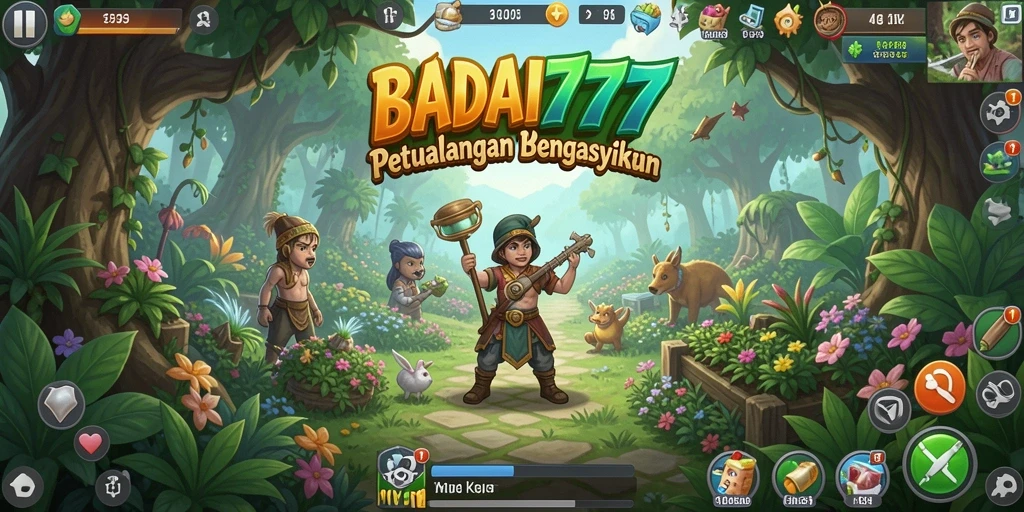 Tampilan gameplay seru dengan aktivitas berkebun di BADAI777.