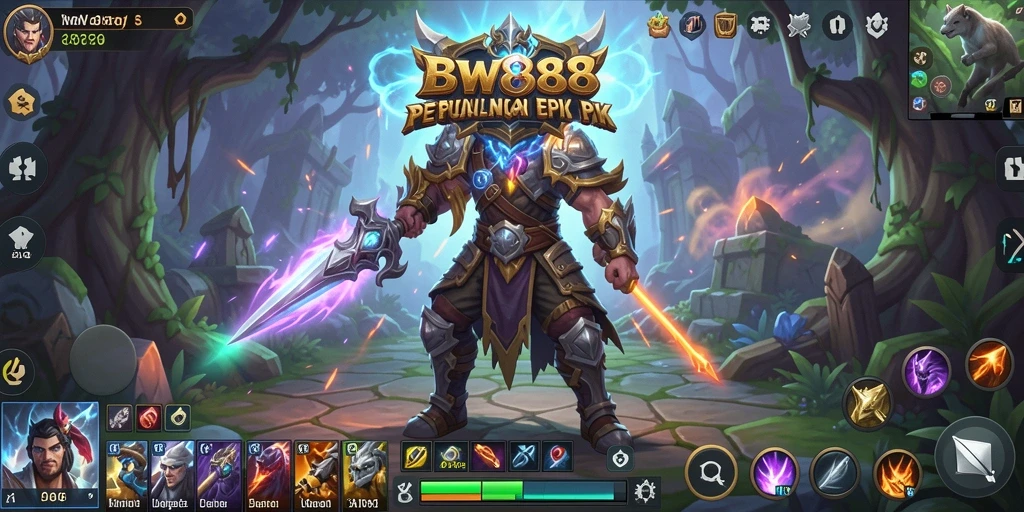 Screenshot BW888 menunjukkan pertarungan seru di dunia fantasi.