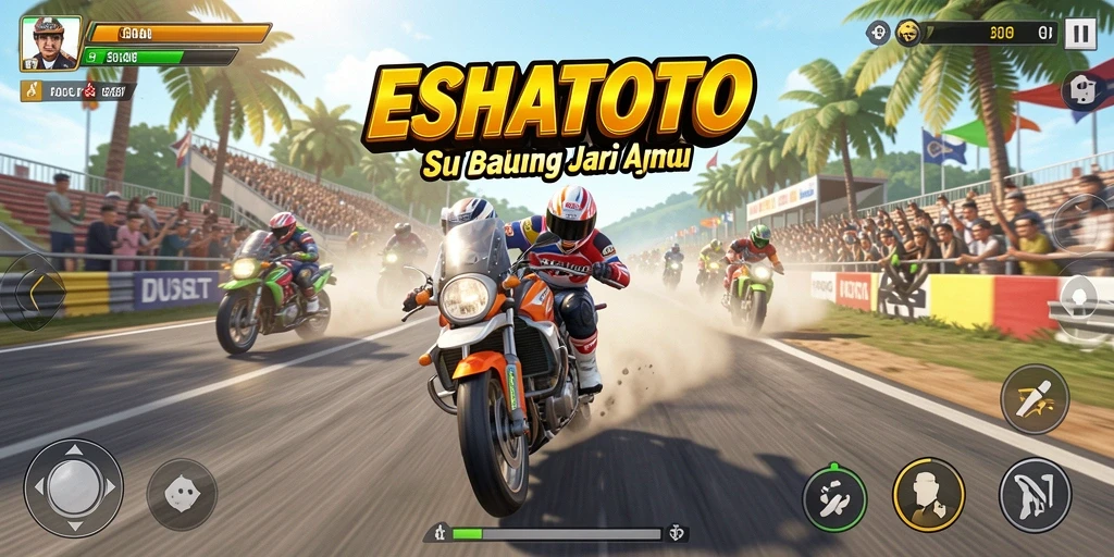 Gameplay ESHATOTO yang intens dan seru saat balapan.
