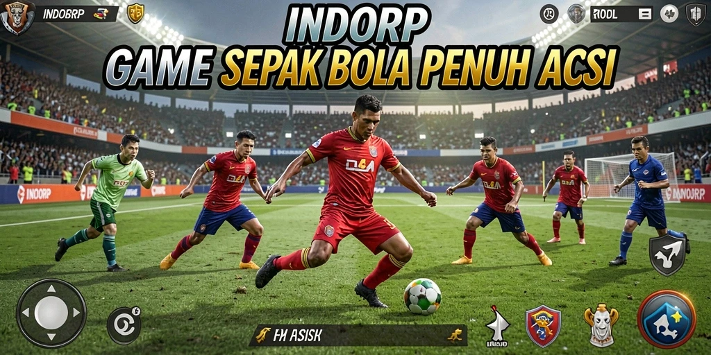 Tampilan gameplay menarik dari INDORP dengan aksi sepak bola yang mendebarkan.