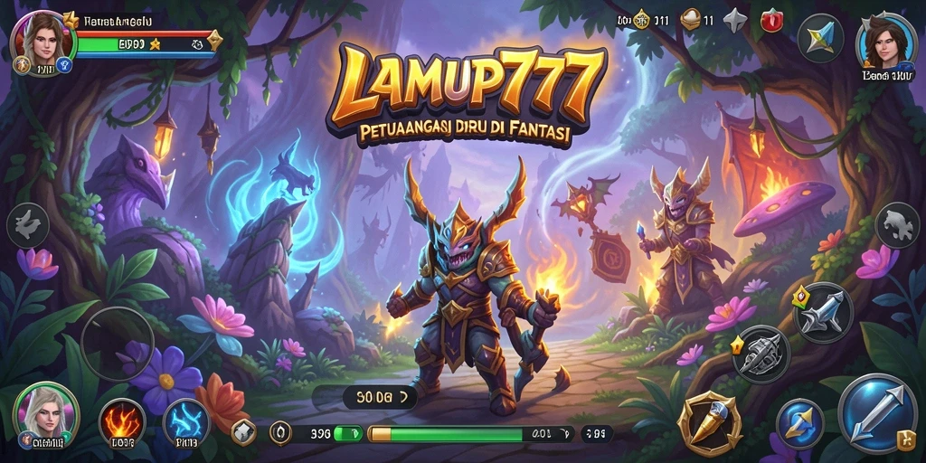 Tampilan gameplay seru dalam LAMPU777 saat menjelajahi dunia fantasi.
