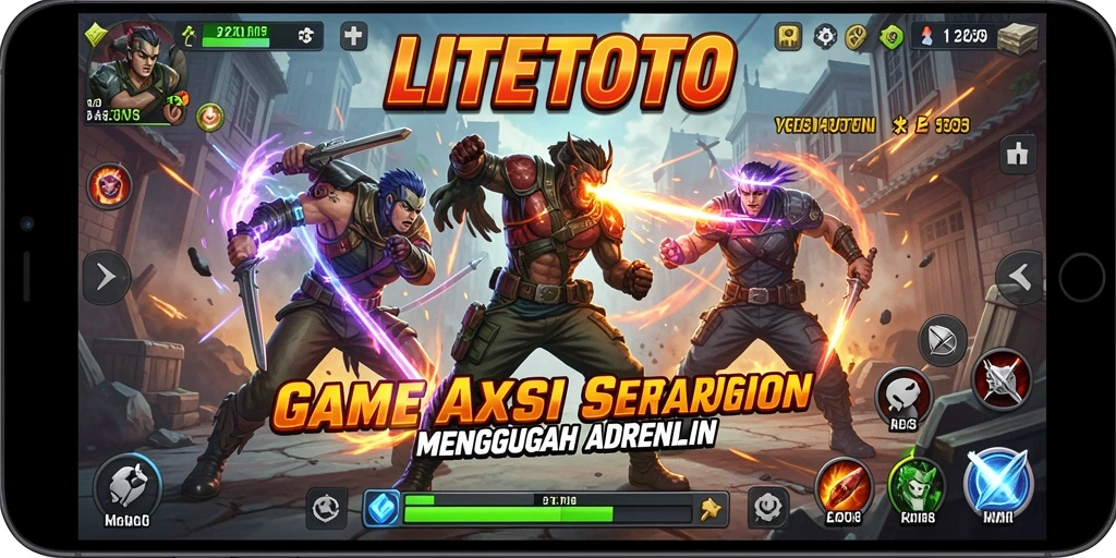 Screenshot gameplay LITETOTO menunjukkan aksi pertarungan yang mendebarkan.