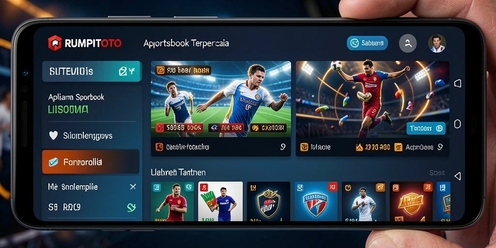 Screenshot RUMPITOTO menampilkan antarmuka taruhan olahraga yang menarik.