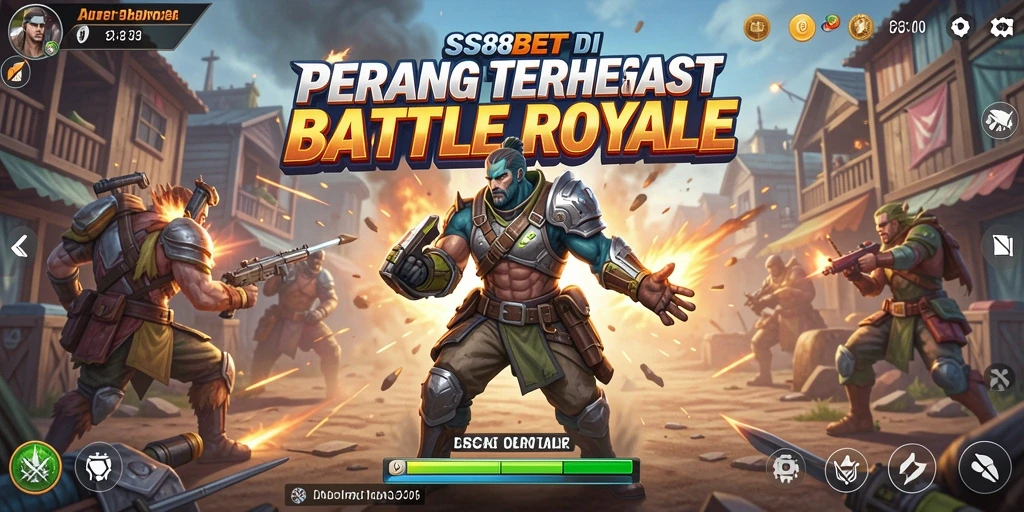 Tampilan gameplay penuh aksi SS88BET dalam pertempuran Battle Royale.