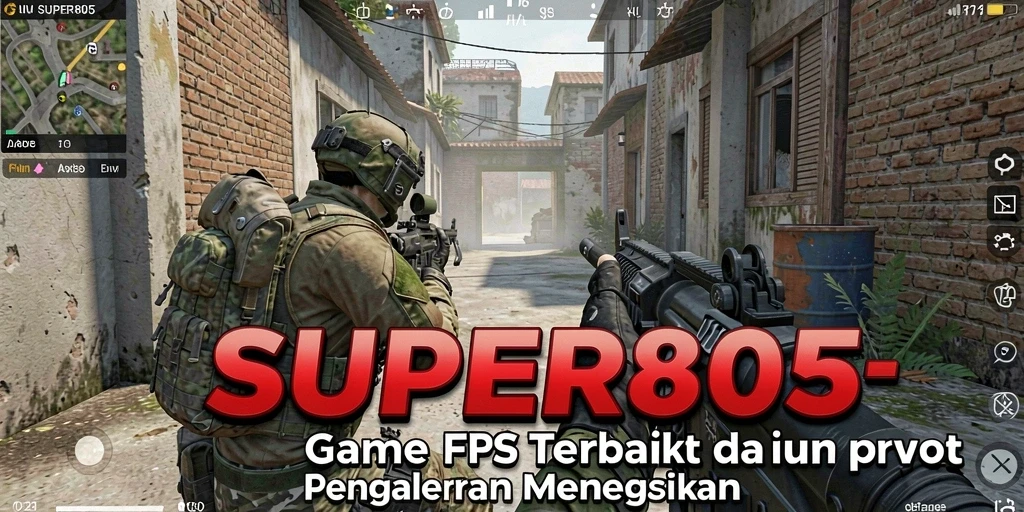 Screenshot utama SUPER805 menunjukkan aksi tembak-menembak yang mendebarkan dalam mode FPS.